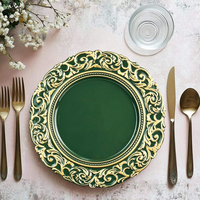Assiettes de présentation dorées antique, 13 pouces, rondes, en plastique gaufré, pour dîner et mariage