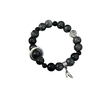 Bracciale con perline nere effetto ghiaccio in stile cinese, regolabile, fatto a mano, con ciondoli per coppie, gioielli per uomo e donna, stile punk hip hop - Product Image 5