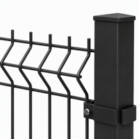 V-vormig gebogen 3D gelast draadgaas hekwerk paneel, zwart gepoedercoat, met stalen paal voor tuin, snelweg en perimeterbeveiliging