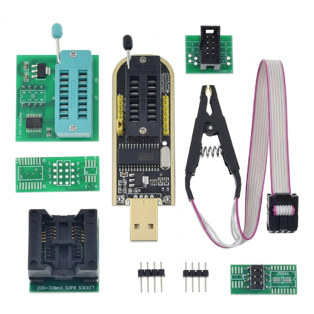 CH341 CH341B 24 25 Series EEPROM Flash BIOS USB Programmer Module SOIC8 SOP8 Test Clip for EEPROM 93CXX / 25CXX / 24CXX