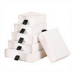 Matt White 2.5cm Height <b>Drawer</b> Eco-Friendly Sponge Lined Jewelry Box Necklace Gift Box Smooth Paper Customizable Logo - Product Image 2