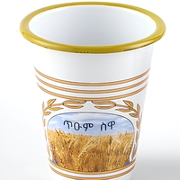 Mug à café en céramique cylindrique avec bord en métal peint à la main, 750 ml, pour cadeau, maison, bureau