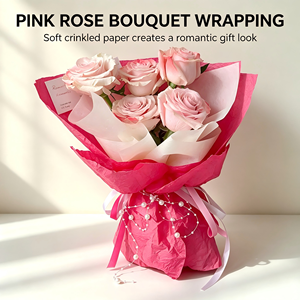 Papier d'emballage <span class=keywords><strong>pour</strong></span> fleurs en gros, 56*56cm, 5 feuilles/paquet, 12 couleurs, froissé à la main, <span class=keywords><strong>pour</strong></span> bouquet de mariage, arrangement floral - Product Image 3