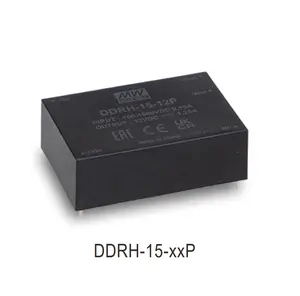 Média Bem DDRH-15 10:1 faixa de entrada ultra ampla Isolamento de 4kVAC 5V 12V 15V 24V DC conversores com instalação múltipla