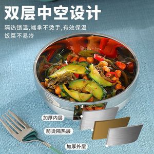 Ensemble de bols en acier inoxydable à double paroi, isolants thermiquement, antidérapants, pour la maison, les fêtes, les restaurants, utilisables au micro-ondes, couleur unie - Product Image 5