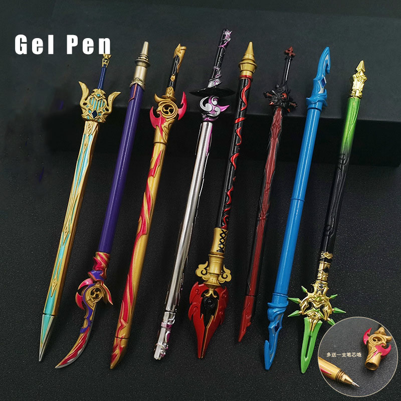 22 см видение перо подписи волк кладбище татаглия гелевая ручка оружие для игры меч Genshin ударная ручка