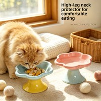 Gamelle surélevée en céramique pour chien et chat, motif fleur macaron, durable, anti-ternissement, inclinée pour la protection du cou, antidérapante, écologique