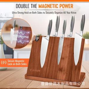 ที่วางมีดแม่เหล็กไม้เนื้อแข็งสำหรับวางบนเคาน์เตอร์ครัว พร้อมที่ลับมีด - Product Image 3