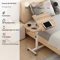 Yitao Bureau portable simple pour ordinateur portable, table de chevet, support de sol mobile réglable en hauteur, pliable avec roulettes, modèle T01