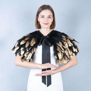 Capa de Plumas Exagerada Estilo Steampunk Gótico, Acessórios para Ombros, Fantasia de Halloween para Mulheres - Product Image 1