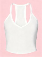 Lot de 4 débardeurs dos nageur pour femme, couleur unie, avec bordure blanche, tricotés, décontractés, sans manches