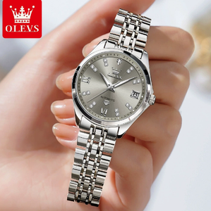 Reloj de pulsera OLEVS 9801 para mujer con escala de diamantes, fecha automática, reloj mecánico automático, elegante y lujoso, de acero inoxidable. - Product Image 4