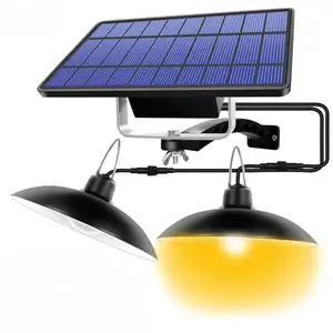 Double Head Solar Pendant Light Outdoor Indoor Lamp With Line Warm White/White Lighting For Camping Home Garden Yard