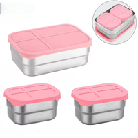 Eversoul 300ml, boîte à lunch portable en acier inoxydable 304 à 2 compartiments, avec couvercle en silicone anti-fuite