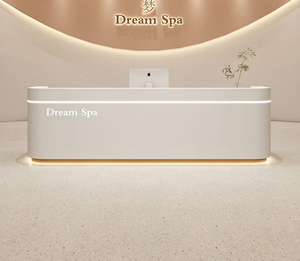 High Gloss Front Desk Custom Round Arc Shape Modern Service Counter for Corporate Lobby Salon Fashion Retail Store - Product Image 3