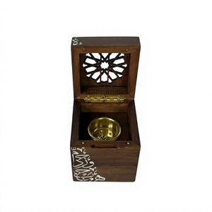 Brûleur à Bakhoor en bois fait main exclusif avec incrustation de nacre, élégant porte-encens arabe Mubkhar pour Oud, Bakhoor, Luxe - Product Image 1