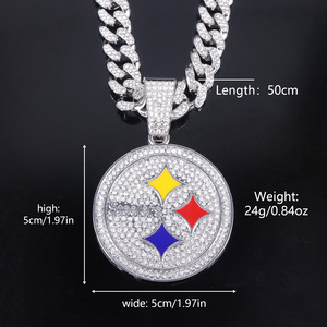 Collana con Ciondolo Lettera Multi-Stella Iced Out in Lega Oro Argento con Zirconi Cubici, Catena Cubana Iced, Smalto Colorato, <span class=keywords><strong>Gioielli</strong></span> Hip-Hop Unisex - Product Image 6