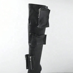 Women's Over Knee High Thin Heels Size 44 Pockets <b>Boots</b> Pointed Toe Camouflage Shoes Stiletto Wide Fit Denim Long Booties - Product Image 6