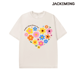 T-shirt Oversize Rétro Streetwear Floral « Kindest Beast <span class=keywords><strong>Brave</strong></span> <span class=keywords><strong>Soul</strong></span> » – Vente en Gros depuis l'Entrepôt Local aux États-Unis – Tee-shirt Hip Hop à Manches Courtes - Product Image 6