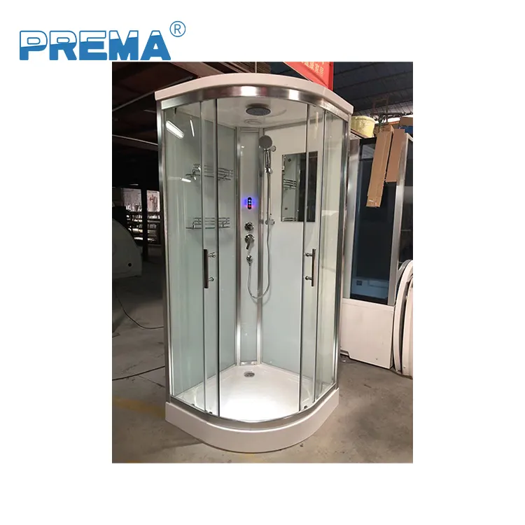Cabina de ducha de entrada de esquina Premium comercial Ajuste de puerta de ducha deslizante fácil Cuarto de ducha de vidrio templado de 8mm