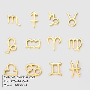 EManco - Dijes de Acero Inoxidable 316L con <span class=keywords><strong>Signos</strong></span> del Zodiaco y Números, Colgantes para Collares y Pulseras, Chapados en Oro de 14K, para Fiestas, Dropshipping - Product Image 2