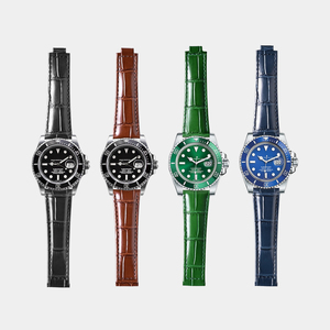 Bracelet de <span class=keywords><strong>montre</strong></span> en cuir véritable à motif crocodile avec logo personnalisé, 20 mm pour <span class=keywords><strong>montre</strong></span> intelligente, bracelet en cuir, boucle déployante en <span class=keywords><strong>acier</strong></span> inoxydable - Product Image 4