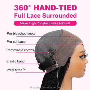 Bán buôn Full HD ren phía trước Tóc Giả Trong Suốt Ren 360 độ vô hình dây rút lớp biểu bì phù hợp Trinh Nữ tóc con người vẽ chuỗi - Product Image 3