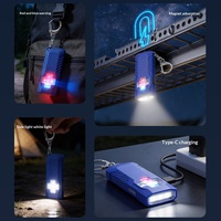 Senter Gantungan Kunci Mini EDC Portabel Luar Ruangan ABS Tahan Air IP44 USB Dapat Diisi Ulang Sinar Dapat Disesuaikan Dapat Diredupkan untuk Berkemah Darurat