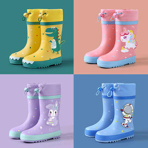 Botas de Lluvia para Niños, de Goma, con Dibujos Animados de Dinosaurios, Lindas, Impermeables, Antideslizantes, de Caña Alta y Media, para Todas las Temporadas - Product Image 3