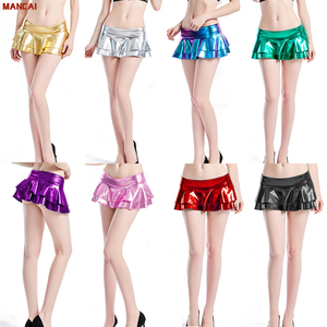 Minifalda Metálica Brillante para Mujer, Falda Sexy con Volantes en Línea A, Minifalda para Pole Dance con Efecto Láser, Falda para Jazz, Hip Hop y Club - Product Image 1