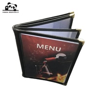 Couvertures de menu en cuir PU et PVC transparentes avec logo personnalisé 8,5''x11'' A4 pour restaurants, hôtels et cafés