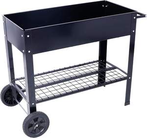 Jardinière surélevée extérieure avec roues, bac à plantes surélevé <span class=keywords><strong>en</strong></span> métal pour légumes et fleurs - Product Image 2