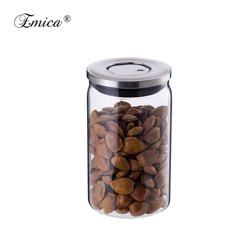Handmade Glass Food Storage Jar Container For Kitchen Accessories Modern Custom Glass Spice Jar With Metal Lid Storage