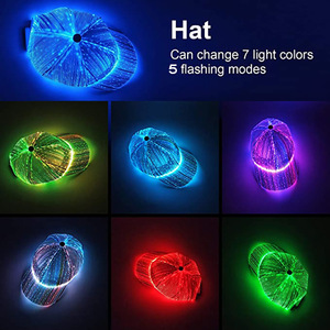 หมวกไหมพรมเรืองแสง LED 7สี, หมวกเบสบอลไฟ LED ชาร์จผ่าน USB