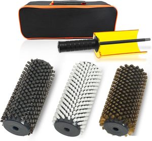 Kit de brosse rotative pour ski de 150 mm avec manche, axe et les 3 brosses (laiton, crin de cheval et nylon) avec sac de protection - Product Image 1