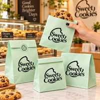Sac en papier kraft anti-graisse ECO à fond plat, qualité alimentaire, pour l'emballage des biscuits, logo personnalisé