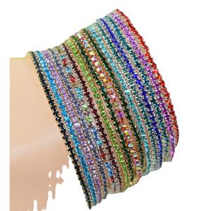 Vente en gros usine de 10 bracelets élastiques pour femme, plaqués or, à une rangée de strass indiens de 2 mm, motif géométrique, pour la mode quotidienne - Product Image 5