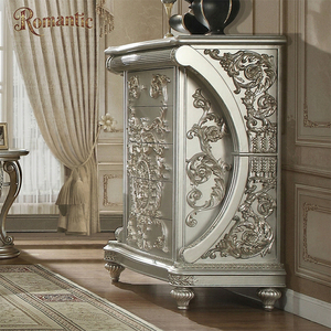 Muebles de Dormitorio de Lujo Estilo Francés, <span class=keywords><strong>Cama</strong></span> Plateada con Detalles en Oro y Tallado Calado para Decoración Interior de Villas y Palacios Reales - Product Image 4