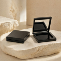 Boîtier compact carré personnalisé en PETG et PP avec miroir magnétique pour poudre pressée, blush et fard à paupières