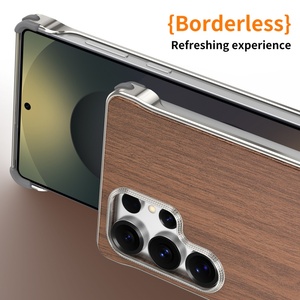Étui de téléphone magnétique en bois de noyer avancé avec panneau arrière pour Samsung S26 S23 S24 S25 Ultra, coque antichoc sans cadre en métal aluminium - Product Image 6