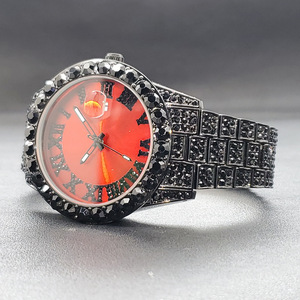 Montre Punk Rock à Cadran Rouge, Vente en Gros, Personnalisée, Gothique, Sertie <span class=keywords><strong>de</strong></span> Pierres CZ, Chiffres Romains, Montre-Bracelet à Quartz pour Papa - Product Image 6