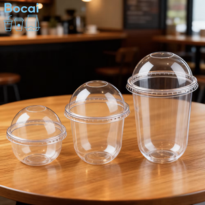 Bicchieri Monouso in PET Trasparente da 300ml/500ml (12oz/16oz) con Coperchio, Stampa UV Personalizzata per Logo, Ideali per Smoothie, Succhi, Acqua Minerale e Bevande Fredde - Product Image 1