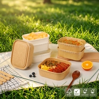 Boîte à lunch en papier kraft résistant à la graisse PPWR, récipient compostable pour la préparation des repas, emballage alimentaire résistant à l'huile pour plats chauds à emporter