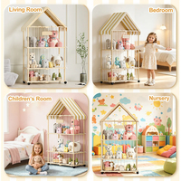 Tour de rangement en bois en forme de maison pour peluches, organisateur de jouets pour enfants avec roulettes pour salle de jeux et chambre d'enfant