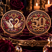 Pièce commémorative personnalisée en cuivre pur .999 de 5 oz, pièce de monnaie 3D en relief, artisanat métallique, cadeau souvenir pour couple