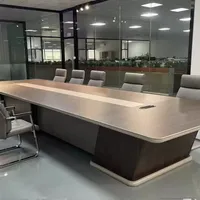 Table de conférence rectangulaire moderne de grande taille en MDF de luxe sur mesure, 5 m, pour salle de conférence, 8/10 places