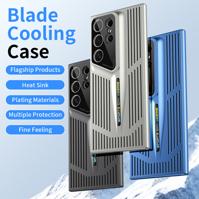 New Arrival Blade Cooling Phone Case for Iphone 16 15 Pro Max for Samsung S24 ultra A25 A35 A55 Electroplated