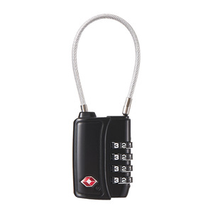 <b>TSA</b> Approved Luggage <b>Lock</b> With Steel Wire Rope Combination Travel Security <b>Lock</b> Black And Silver Zinc Alloy - Product Image 3