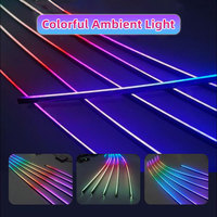 Bandes lumineuses acryliques pour voiture 6 en 1, 64 LED RGB colorées, contrôle par application, accessoires de décoration intérieure automobile, néon 26 en 1