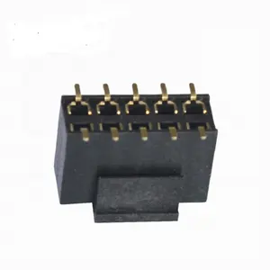 Conector de pino de chapeamento de ouro de linha dupla de 2*5P 10 pinos para PCB fêmea de ângulo reto SMD de 2,54 mm